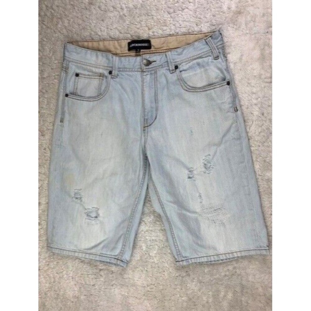 Clockhouse Size 33 Mens Shorts Light Wash Distressed Bermuda